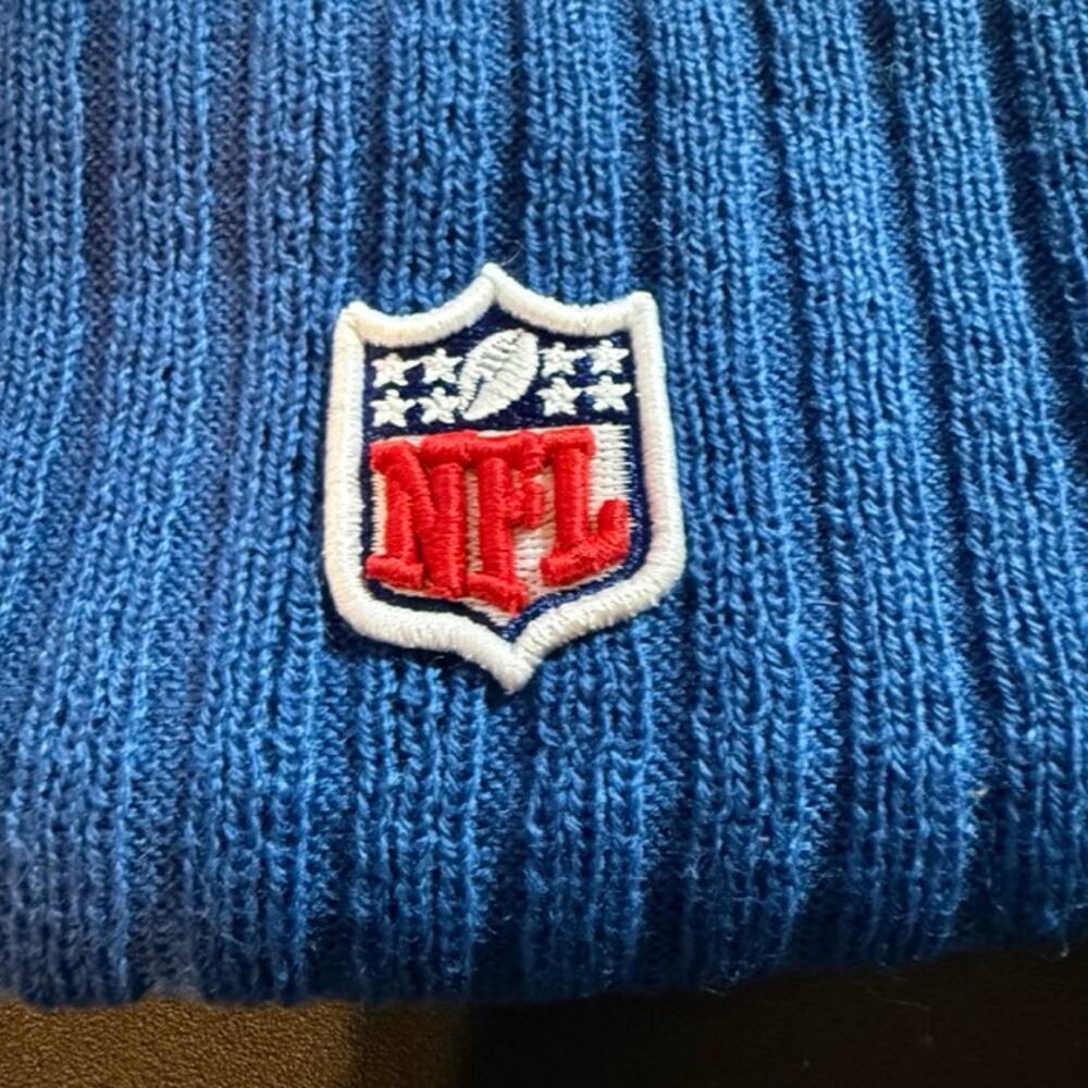Colts Blue White Pom Beanie New Era NFL Winter OSFA Acrylic Knit Hat - Picture 5 of 8